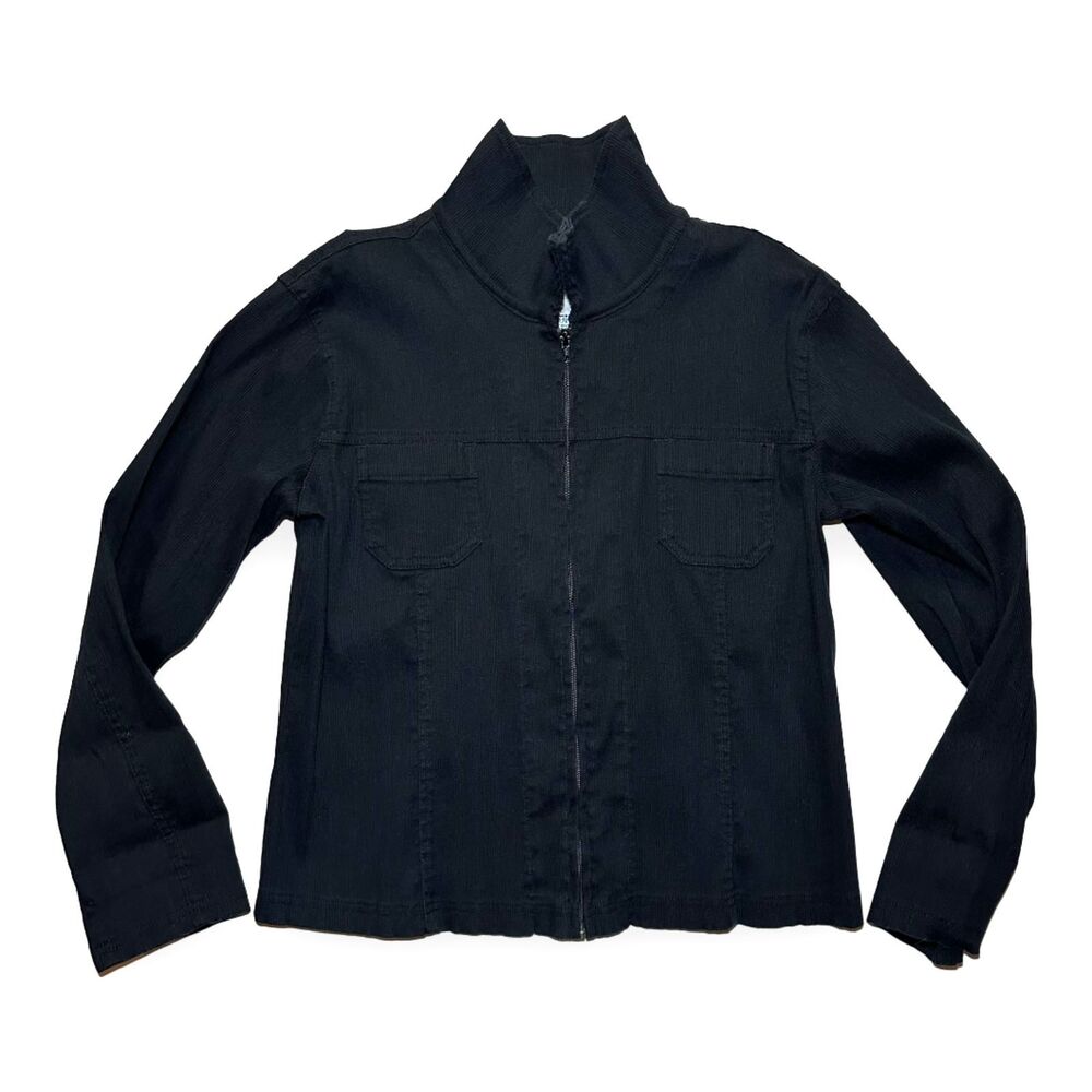 FRENCH DRESSING Jeanswear Vintage Y2K Black Zip Up Jacket Sz 6